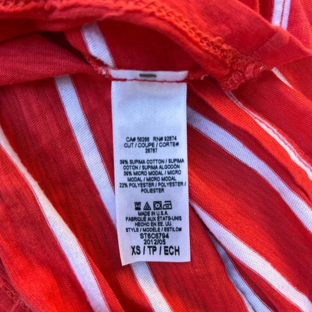 Splendid 3/4 length sleeve Top Red and White Stripe XS - Picture 3 of 5